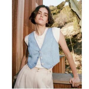 Madewell Cotton-Hemp Denim Katrina Crop Vest Top Size 14
